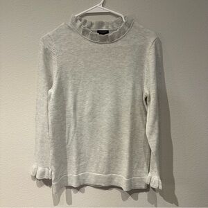 Ann Taylor Light Gray Ruffle Trim Sweatshirt Rayon Blend Size Medium‎